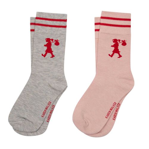 Karen Walker Runaway Girl Socks 2 Pack Light Grey Blush